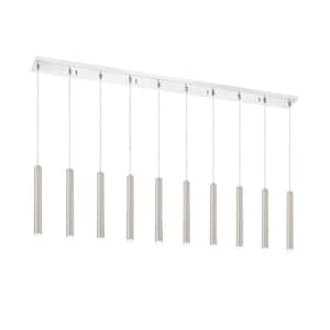 Forest 5 W 10 Light Chrome Integrated LED Shaded Chandelier with Brushed Nickel Steel Shade