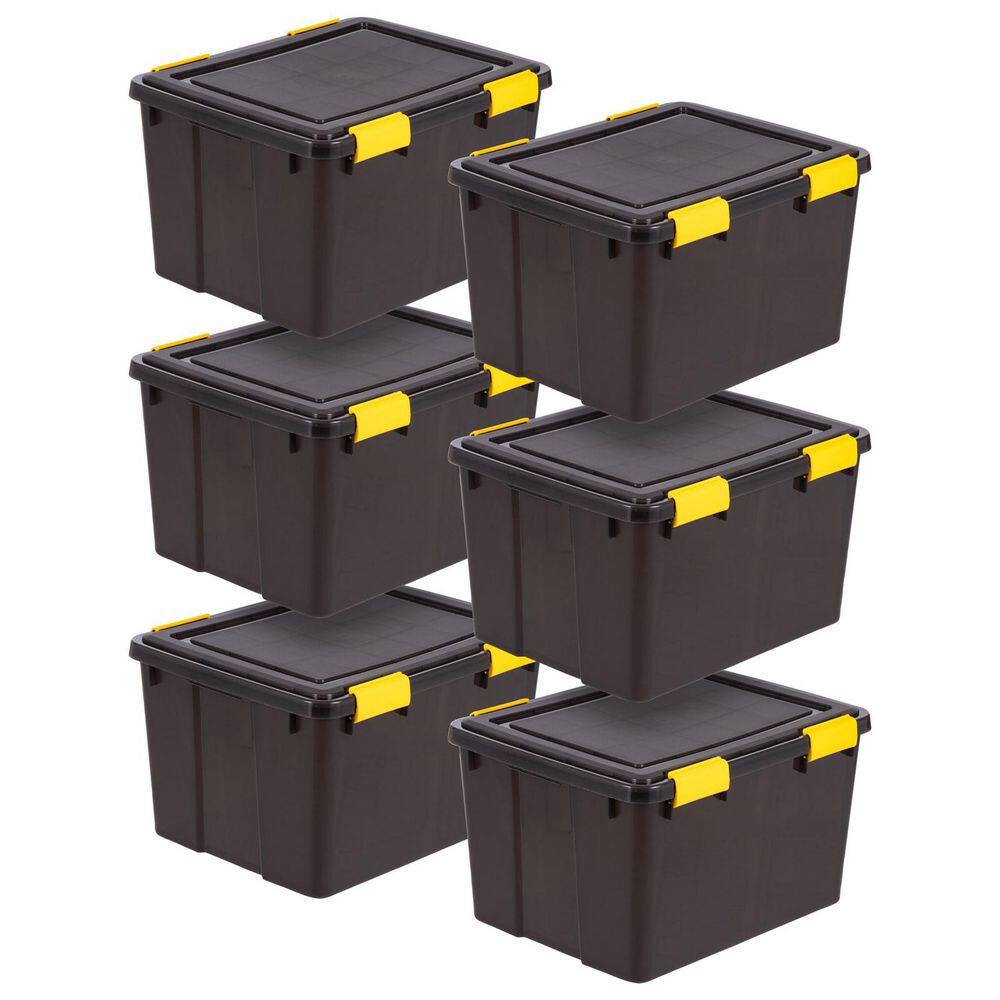 12 Gal. Plastic Storage Bin with Buckles, Black (6-Pack) price history on PriceWatchPro