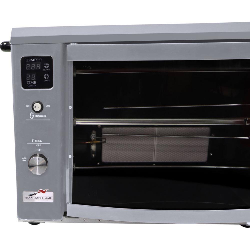 Silver Propane Gas Rotisserie Grill with Auto Rotating Skewers