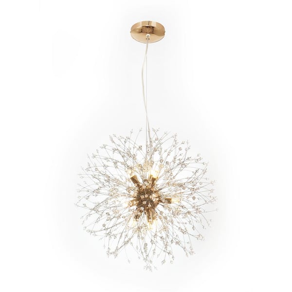 Pia Ricco 9-Light Integrated LED Gold Firework Dandelion Sputnik