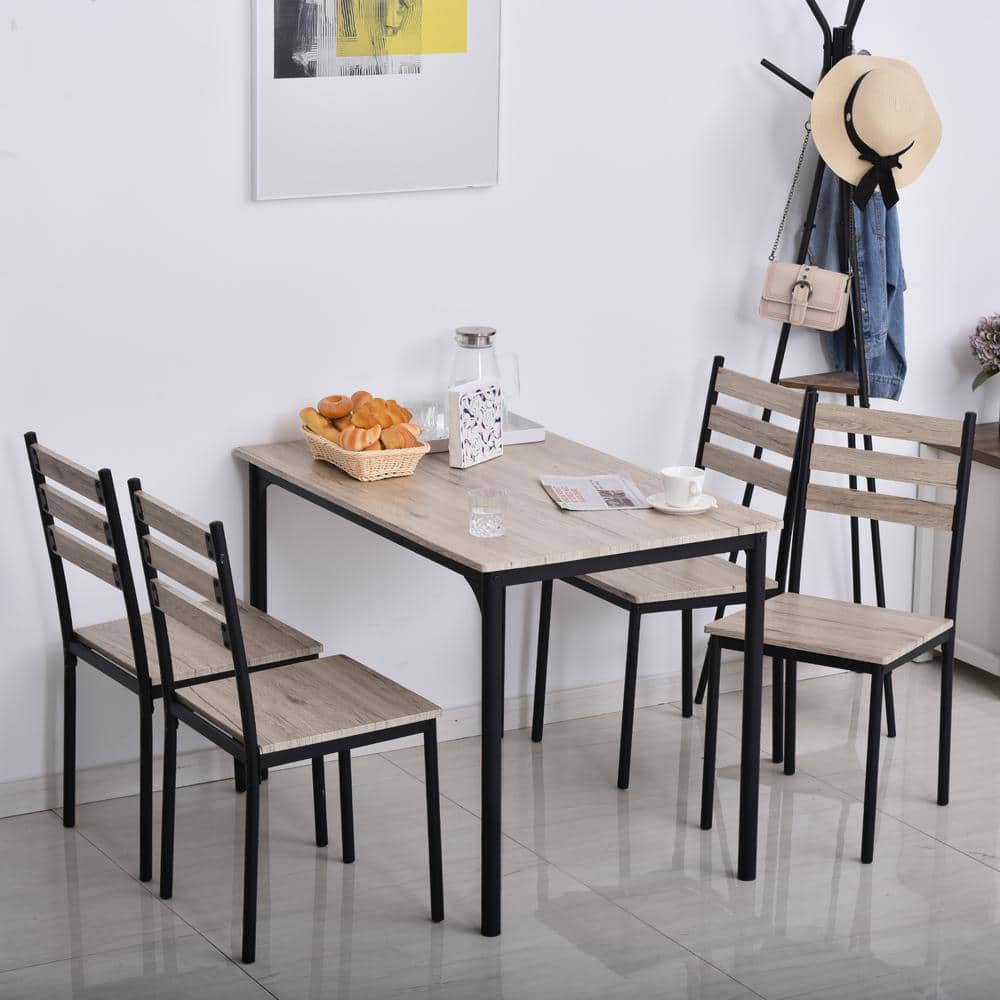Black and Gray 5-Piece Modern Dining Table Set