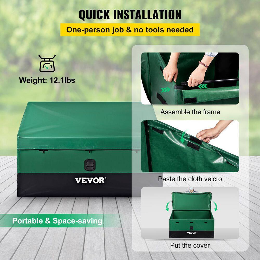 Green and Black PE Tarpaulin Deck Box with Galvanized Frame