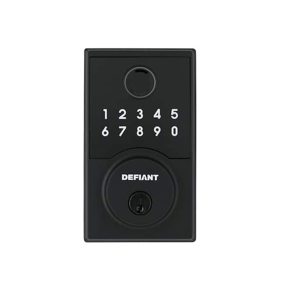 Defiant Square Matte Black Fingerprint Electronic Keypad Deadbolt ...