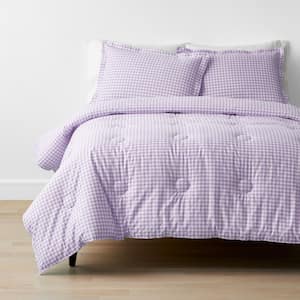 Gingham Lilac Twin/Twin XL Organic Cotton Percale Comforter