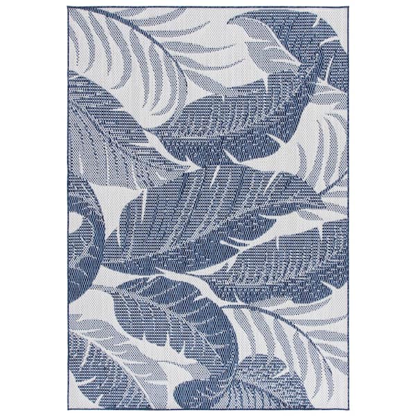 Beach House 5 ft. x 8 ft. Navy/Ivory Oversized Botanical Indoor/Outdoor Area Rug
