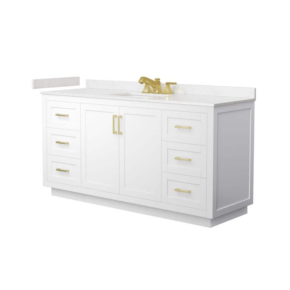 Miranda 66 in. Single Freestanding White Bath Vanity with Carrara Cultured Marble Top Assembled price history on PriceWatchPro