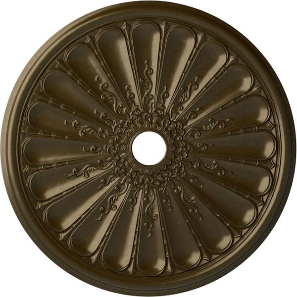 Ekena Millwork 1-1/2" x 31-1/2" x 31-1/2" Polyurethane Kirke Ceiling Medallion, Brass