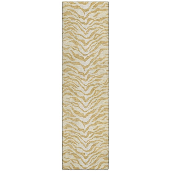 Chantille Machine Washable Indoor/Outdoor Abstract ACN2925 Gold 2 ft. x 7 ft. Runner Rug
