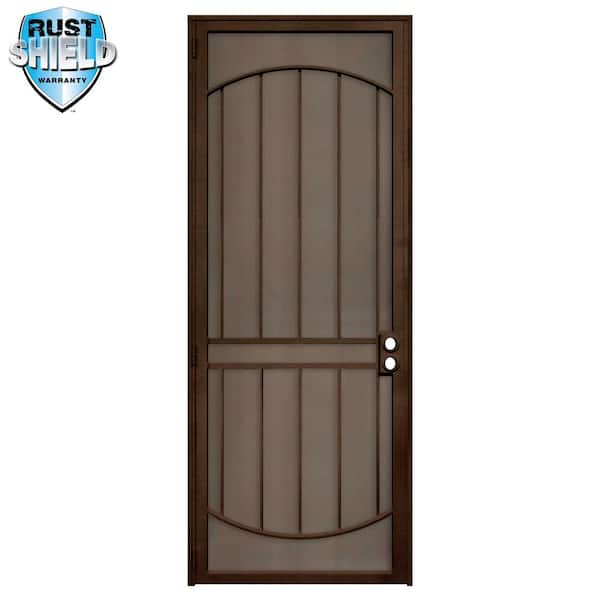 Unique Home Designs 36 in. x 96 in. Arcada Rust Shield Copper Surface Mount Right-Hand Outswing Steel Security Door, Expanded Metal Screen