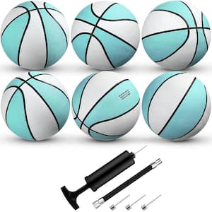 9 in. Water Blue Swimming Pool Rubber Waterproof Basketball with 1 Ball Pump and 3 Needles (6-Pack)