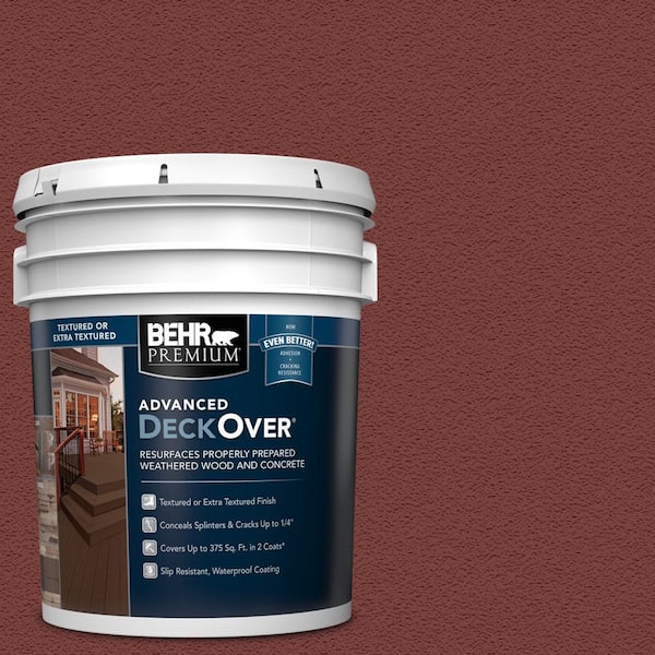 BEHR Premium Advanced DeckOver 5 gal. #SC-112 Barn Red Textured Solid Color Exterior Wood and Concrete Coating