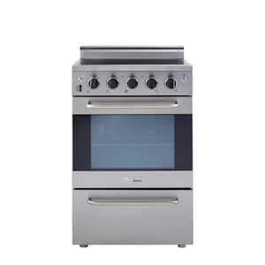 Prestige 24 in. 2.3 cu. ft. 4 Burner Element Electric Range with Convection Oven in Stainless Steel