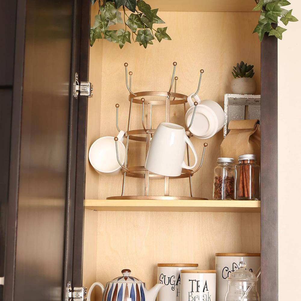 Matte Rose Gold 3-Tier Metal Vintage Mug Stand