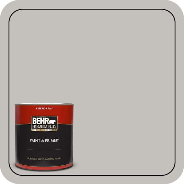 BEHR PREMIUM PLUS 1 qt. #PPU18-10 Natural Gray Flat Exterior Paint & Primer
