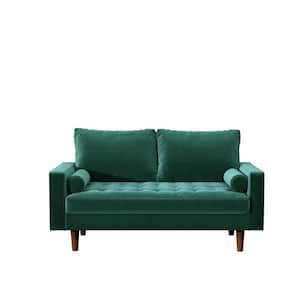 Civa 57.8 in. Green Velvet 2-Seater Loveseat with Removable Cushions