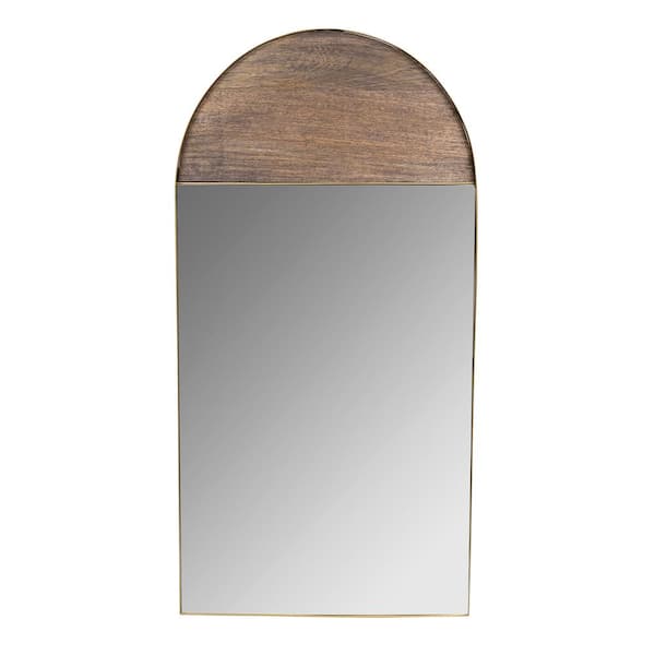 Stratton Home Decor 36 in. x 18 in. Mango Wood and iron Arch Mirror