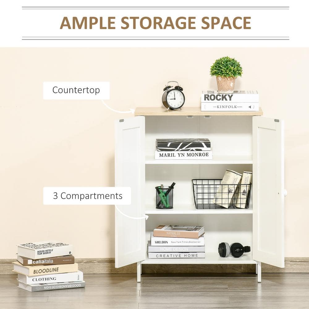 White Freestanding Office Storage Cabinet with Adjustable Shelving