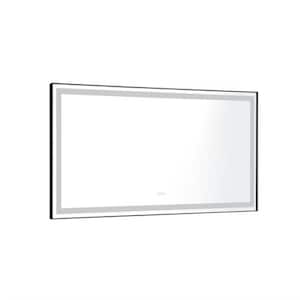 84 in. W x 36 in. H Large Rectangular Aluminium Framed Dimmable Wall Bathroom Vanity Mirror in Black