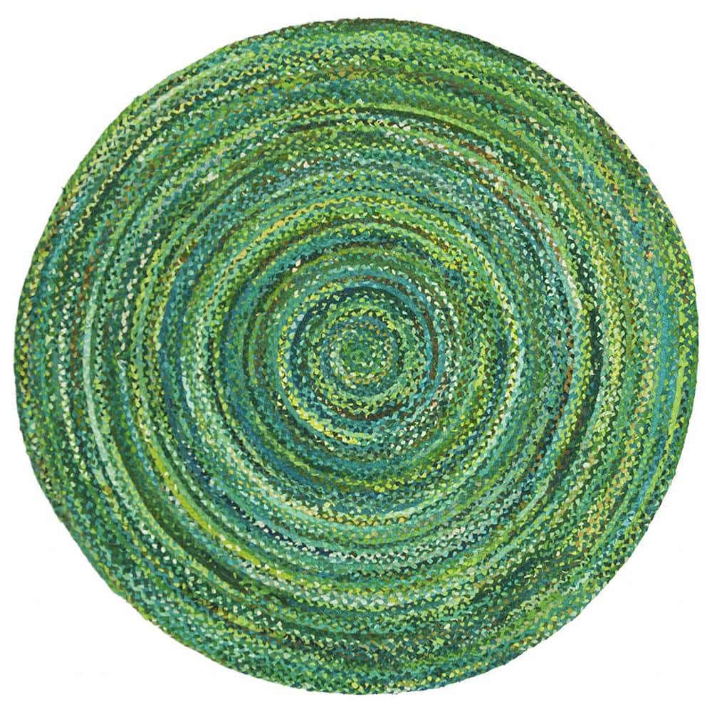 Green Cotton 6 ft. x 6 ft. Solid Color Indoor Round Area Rug