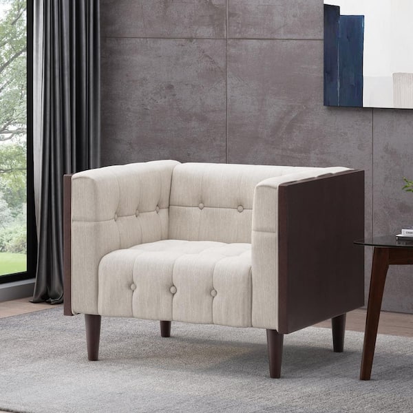 Noble House Penman Brown/Beige Tufted Club Chair
