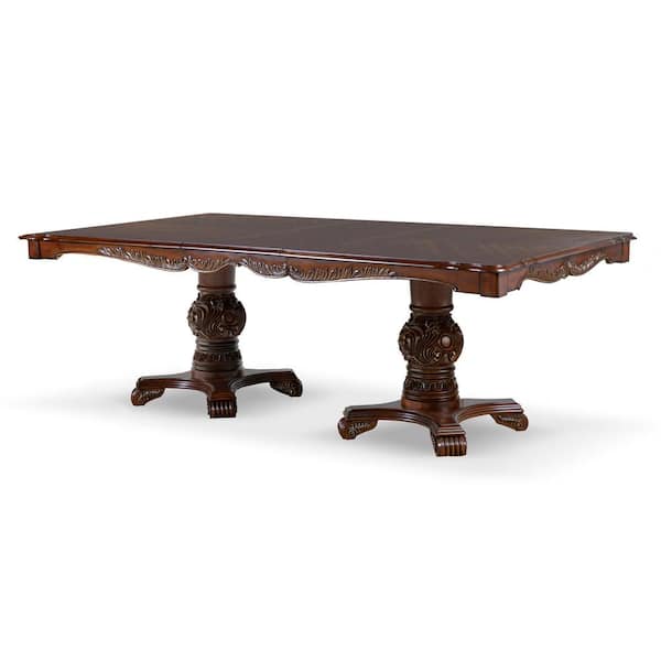 Divino Traditional Cherry Wood 95 in. Double Pedestal Dining Table Seats 8