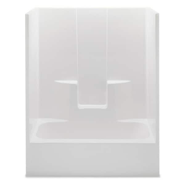 Everyday 60 in. x 32 in. x 72 in. 1-Piece Bath and Shower Kit with Left Drain in White