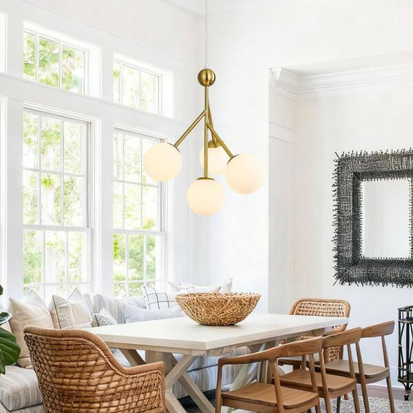 ZHLWIN Home Lighting Gold 4-Light Gold Pendant Design Globe Shade