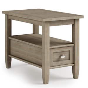 Warm Shaker Solid Wood 14 in. Wide Rectangle Transitional Narrow Side Table in Distressed Grey