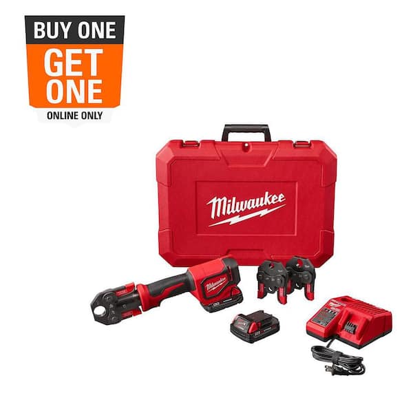 M18 18V Lithium-Ion Cordless Short Throw PEX Press Tool Kit with 3 PEX Crimp Jaws (2) 2.0 Ah Batteries and Charger