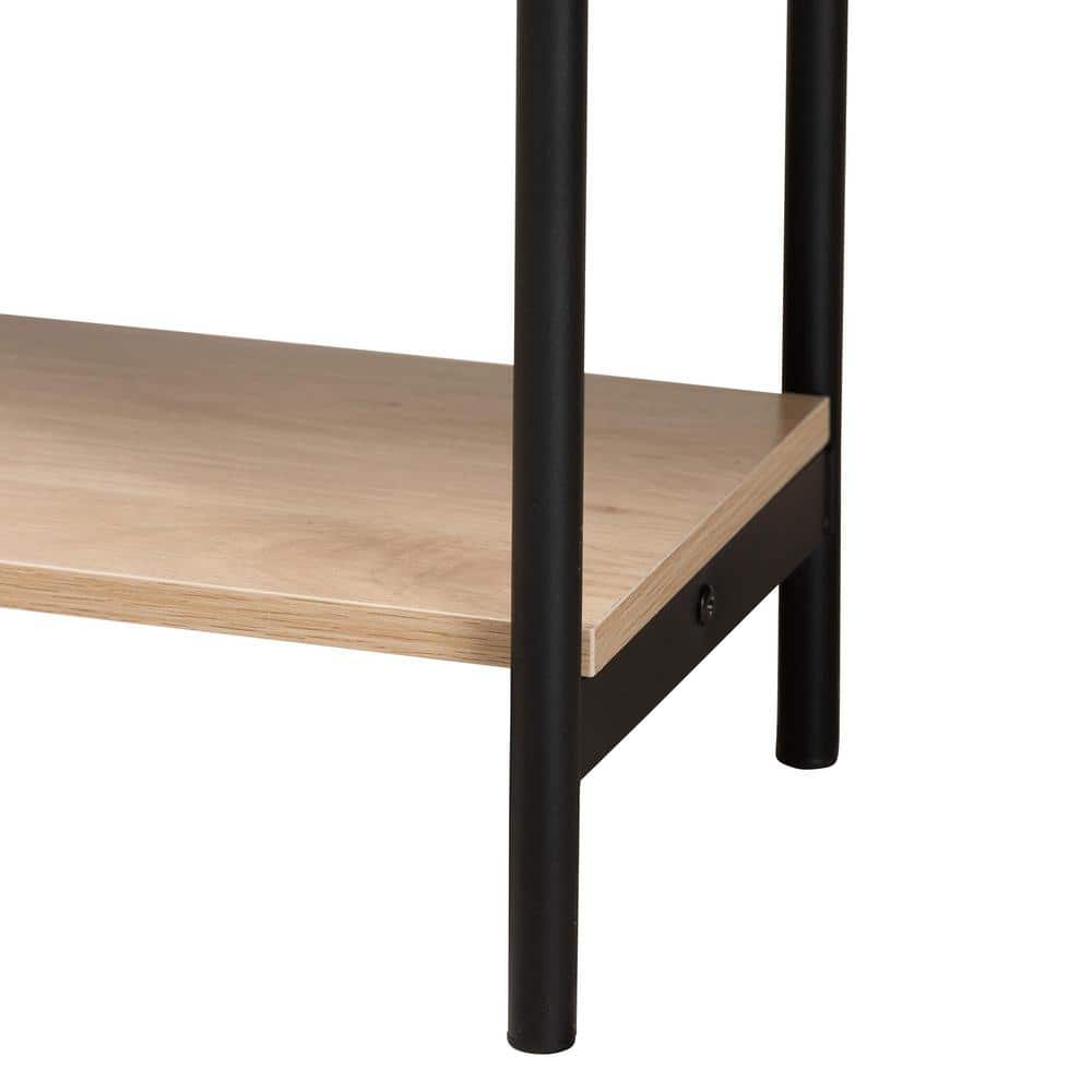 Sherwin Light Brown and Black 2-Drawer Console Table with Rattan Accent