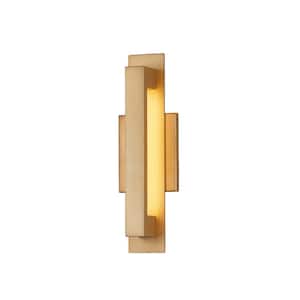 1-Light Burnished Gold Solar LED Outdoor Wall Lantern Sconce
