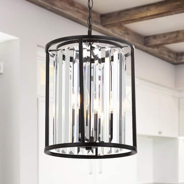JONATHAN Y Bevin 16 in. Oil Rubbed Bronze Metal/Crystal LED Pendant