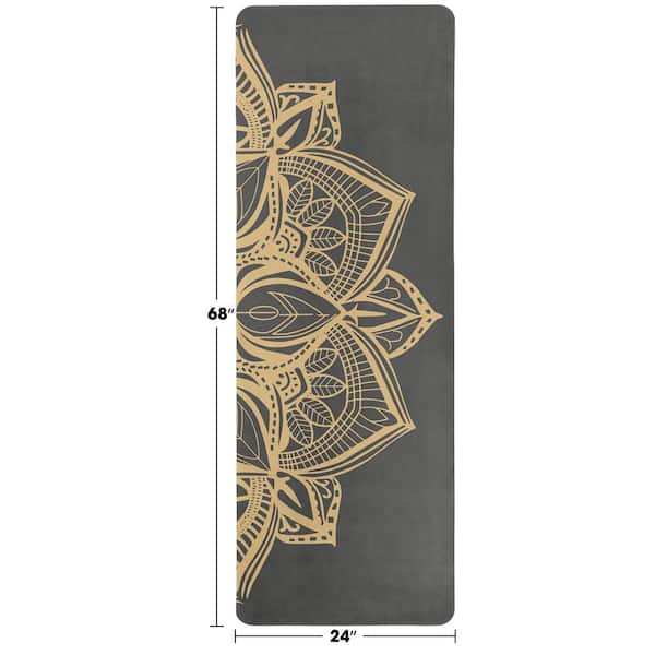 RAD Sportz Suede Hot Yoga Mat with Strap, Black - 68 in. L x 24 in