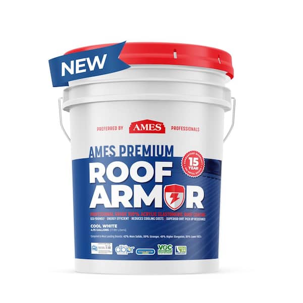 Ames Ames Premium Roof Armor 5 gal. 100% Acrylic White Elastomeric and Reflective Roof Coating