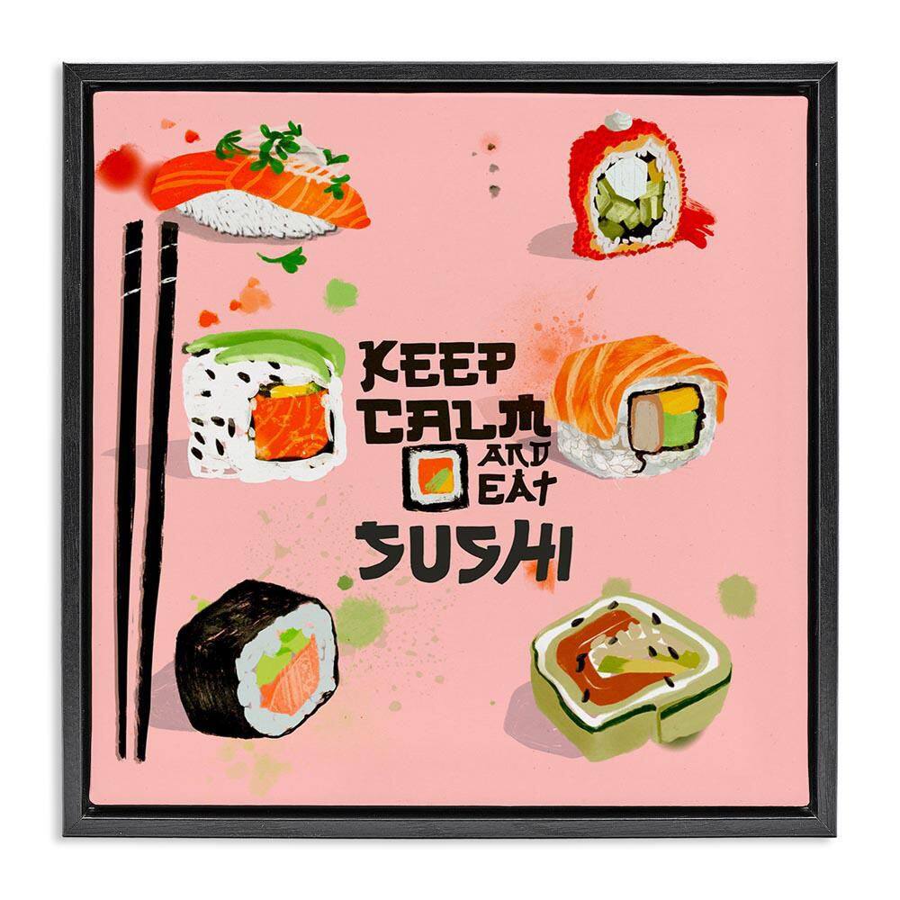 Keep Calm & Eat Sushi by Juliet Rose Philips Black Floater Frame Typography Graphic Art Print 18 in. x 18 in. price history on PriceWatchPro