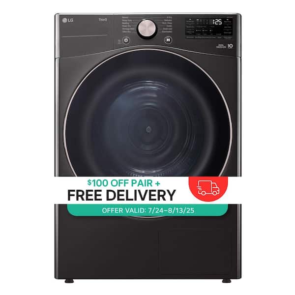 7.8 cu. ft. Mega Capacity ventless Smart Front Load Dryer in Black Steel with Dual Inverter HeatPump Technology