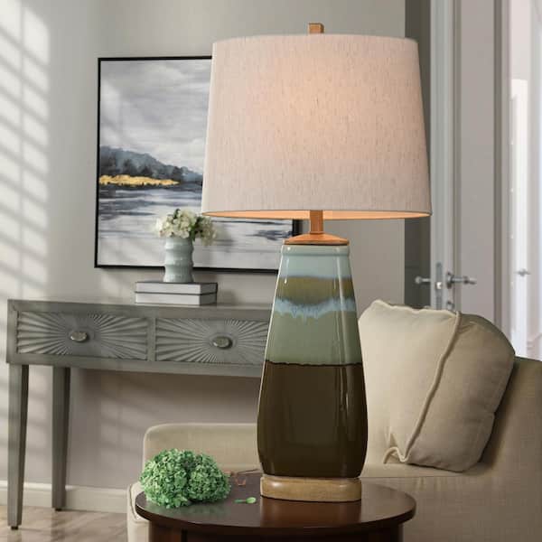 StyleCraft 34 in. Millville Table Lamp with White Hardback Fabric