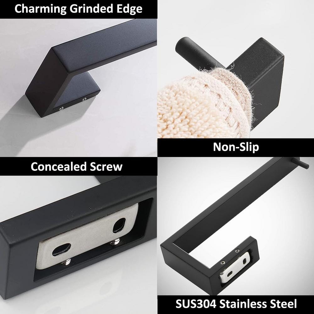 Matte Black 9-Inch Stainless Steel Wall Mounted Towel Bar