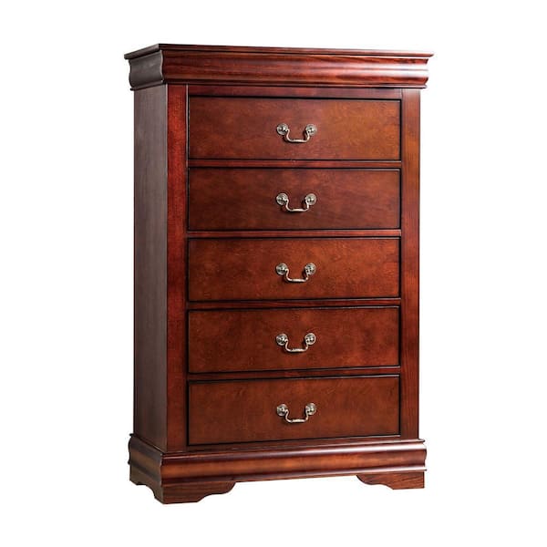 Benzara Contemporary Metal and Wood Utility Chest with 5 Spacious Drawers, Brown