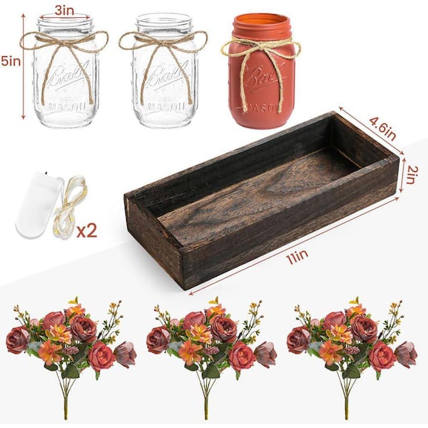 Orange Mason Jar Centerpiece Decorative Tray YY229ZX - The Home Depot