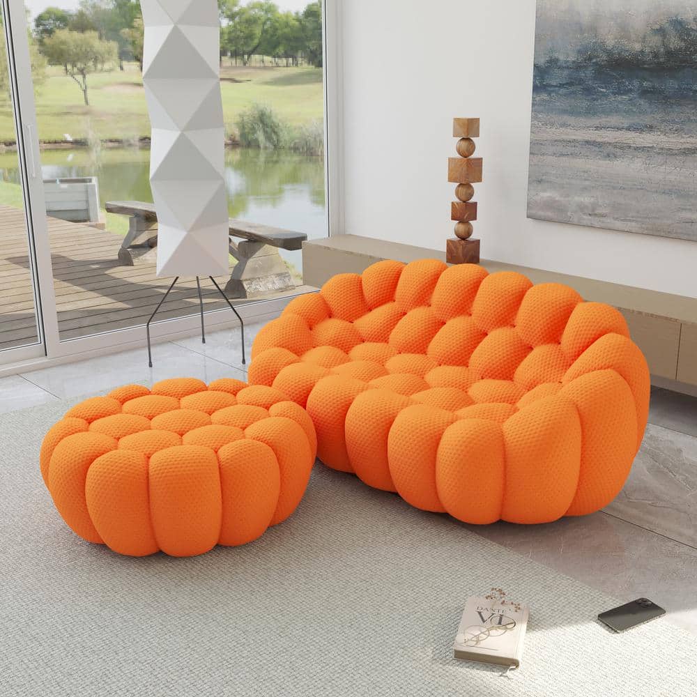 Magic Home (Set of 2) Bubble Couch, 78 in. Oranage Mesh Fabric