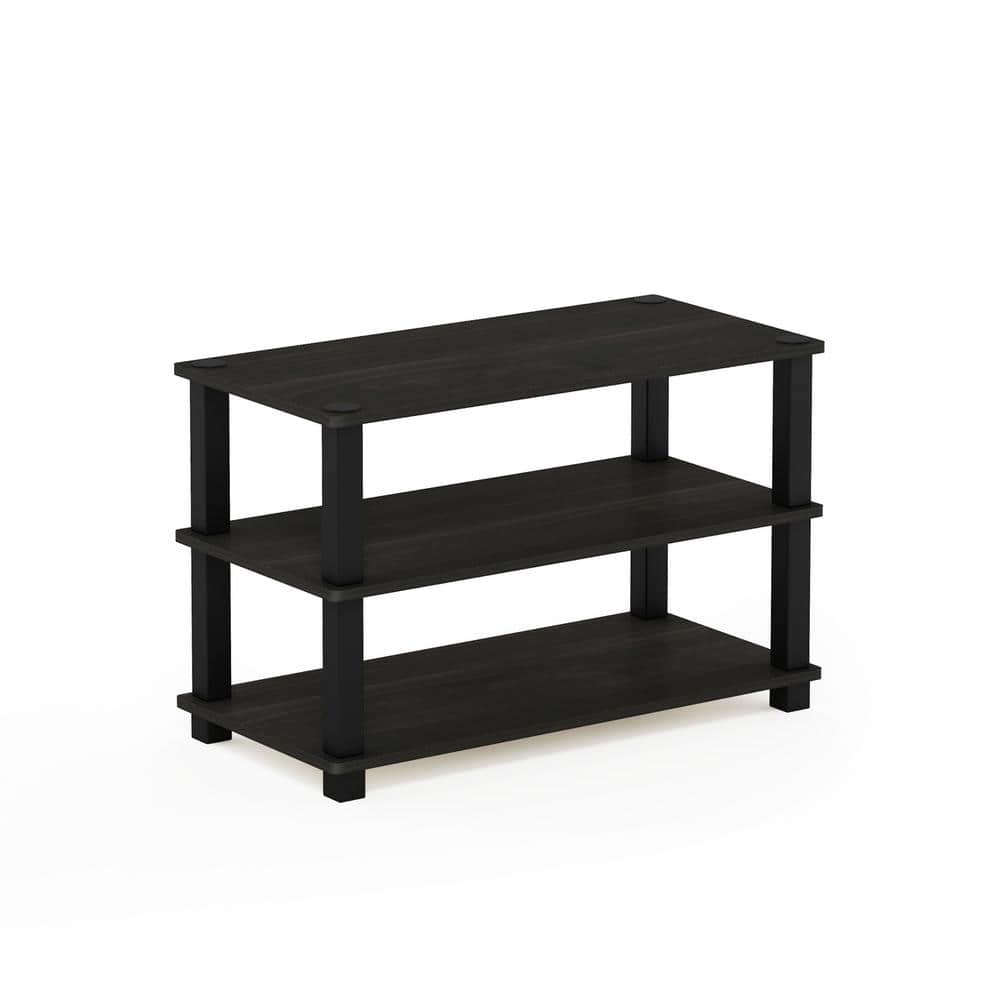 Black Laminated 3-Tier Revolving Wood and Plastic Shelf