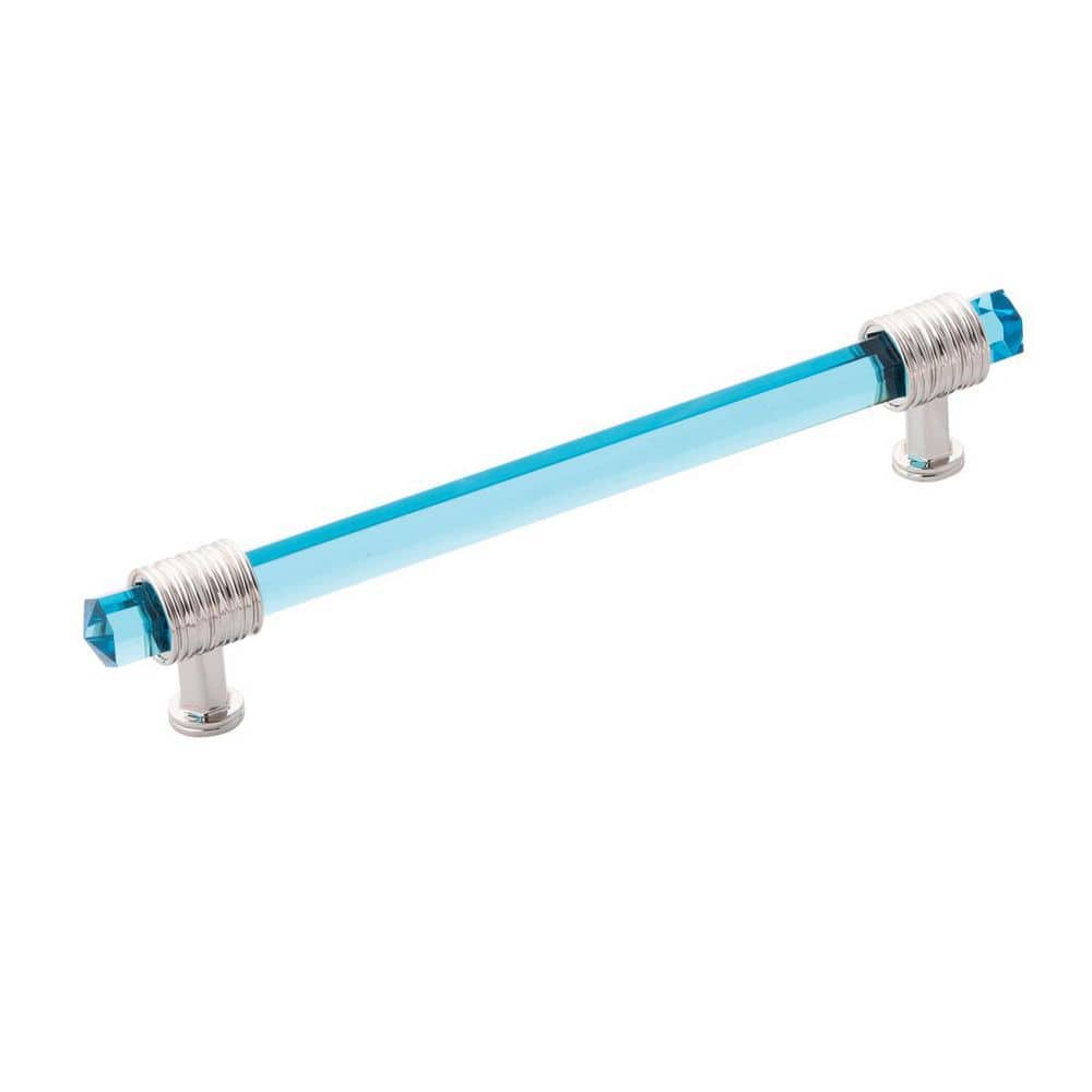 Chrysalis Collection Pull 6-5/16 in. (160 mm) Center to Center Polished Nickel with Cerulean Glass Bar Cabinet Pull price history on PriceWatchPro