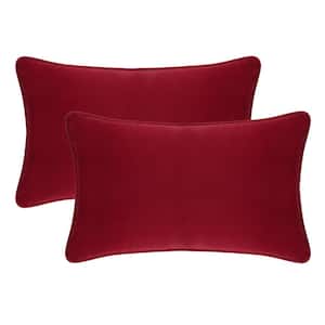 A1HC Red Velvet Decorative Pillow Cover Pack of 2, 12 in. x 20 in. Hidden YKK Zipper, Throw Pillow Covers Only