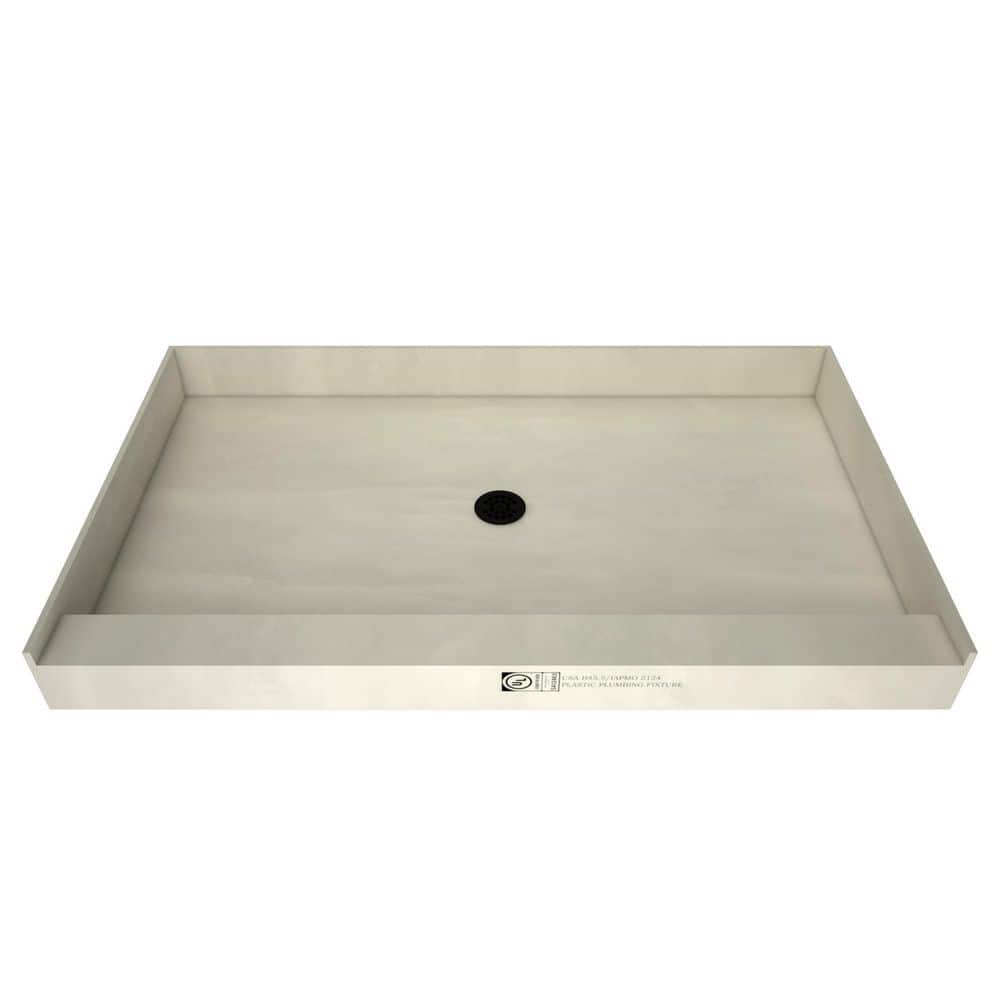 Redi Base 60 in. L x 37 in. W Alcove Single Threshold Shower Pan Base with Center Drain in Matte Black price history on PriceWatchPro