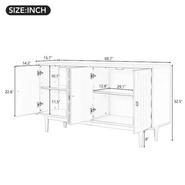 60.7 in. W x 15.7 in. D x 32.5 in. H Blue Linen Cabinet with