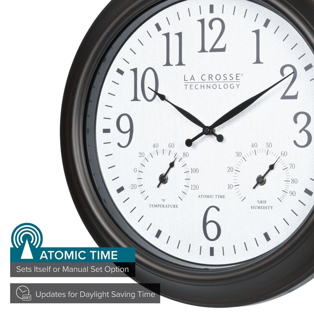 18-inch Dark Bronze Indoor/Outdoor Atomic Wall Clock