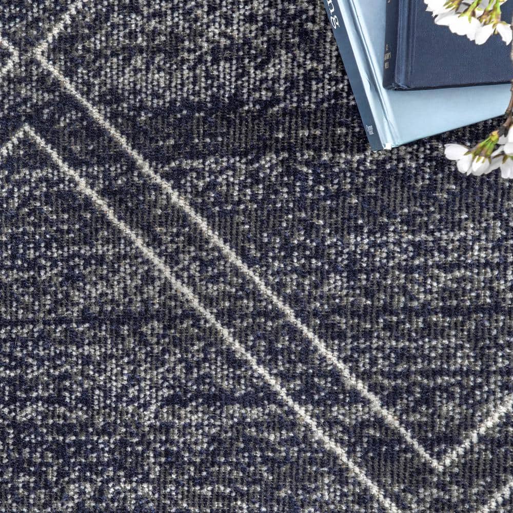 Reversible Coastal Blue 8' x 10' Easy-Care Synthetic Area Rug