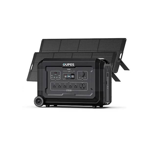 4000W Output/5040Wh Solar Generator Mega 5, Push Button Start LFP Battery w/720W Solar Panels (360Wx2)