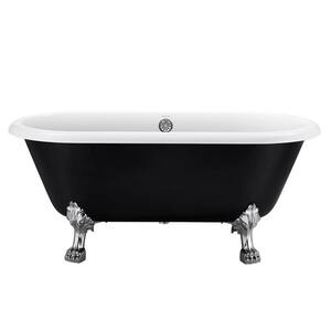 59 in. Acrylic Roll-Top Clawfoot Non-Whirlpool Bathtub in Black